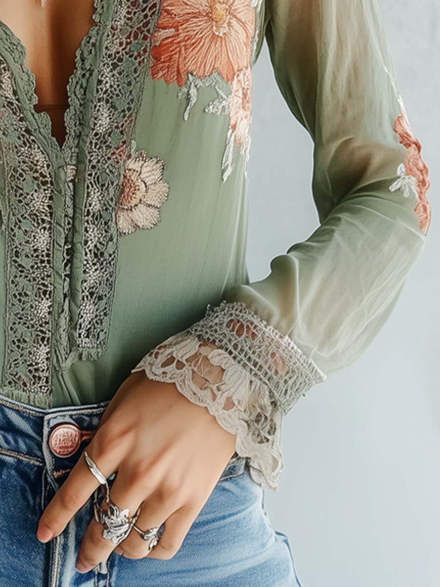 Floral Bohemian Blouse for Women