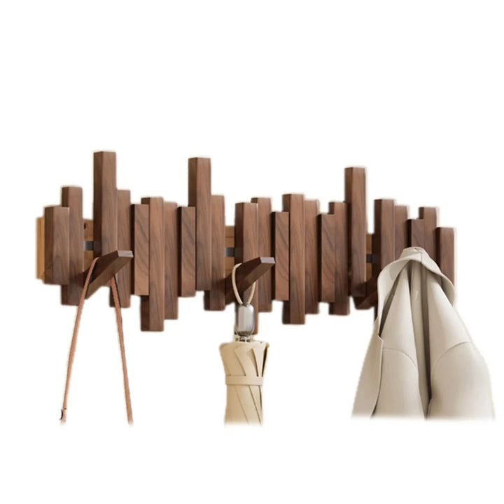 Piano Key Style Wall Coat Rack With Folding Hooks