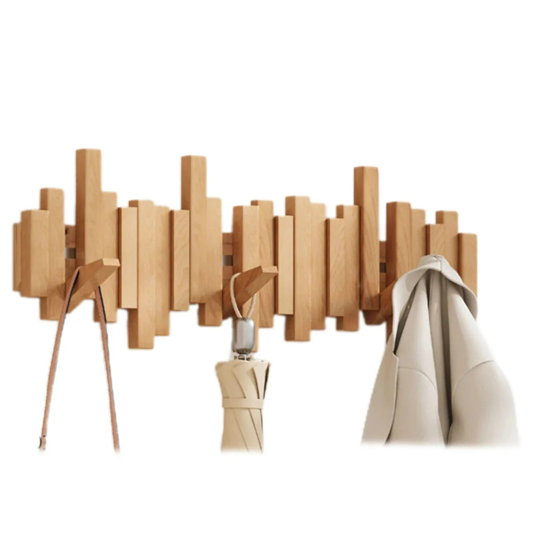 Piano Key Style Wall Coat Rack With Folding Hooks