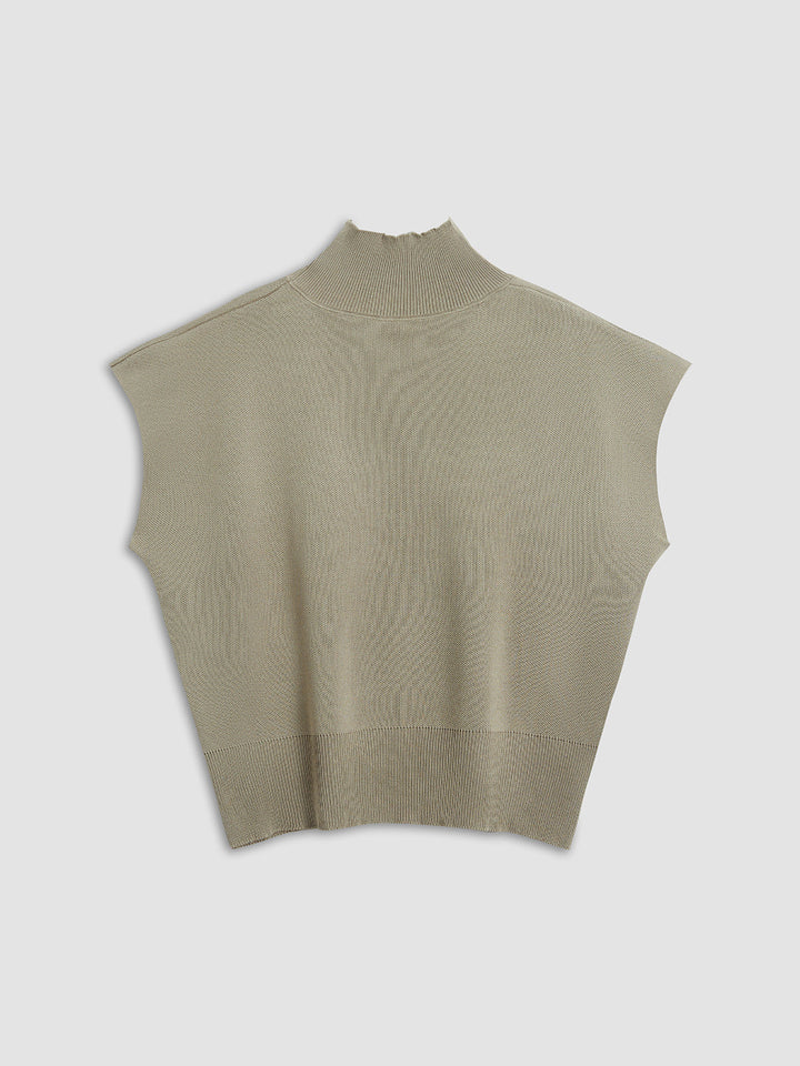 Women's Mock Neck Padded Shoulder Top