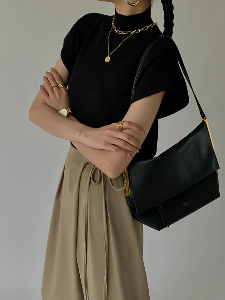 Women's Mock Neck Padded Shoulder Top