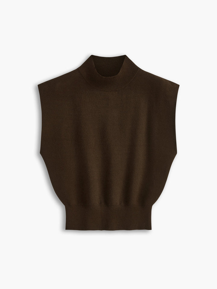Women's Mock Neck Padded Shoulder Top