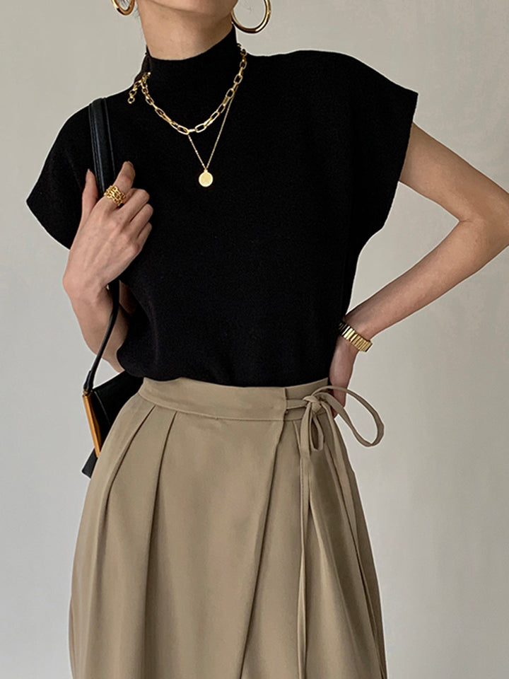 Women's Mock Neck Padded Shoulder Top