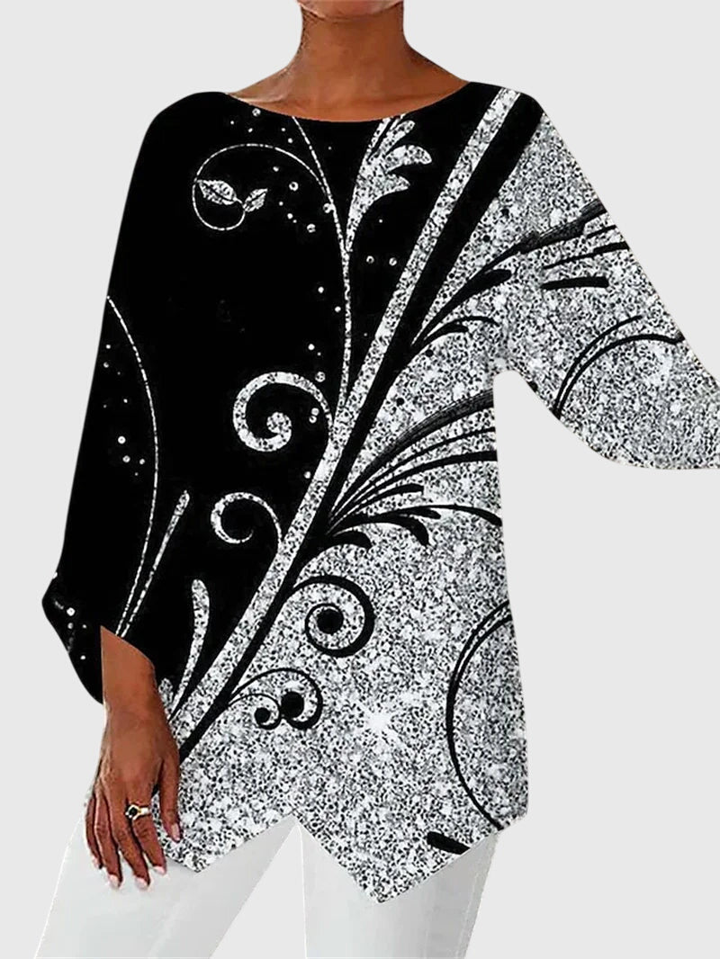 Women's Butterfly Print Asymmetric Top