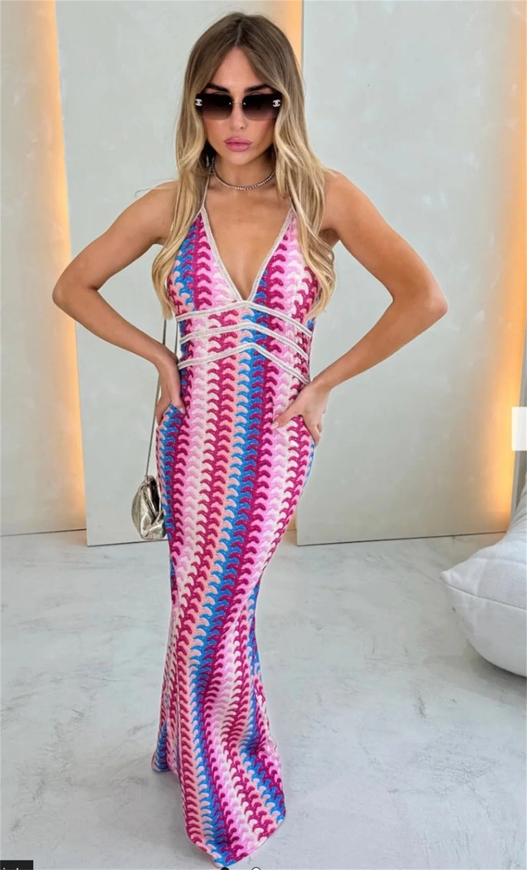 Women's Coastal Wedding Crochet Maxi Dress