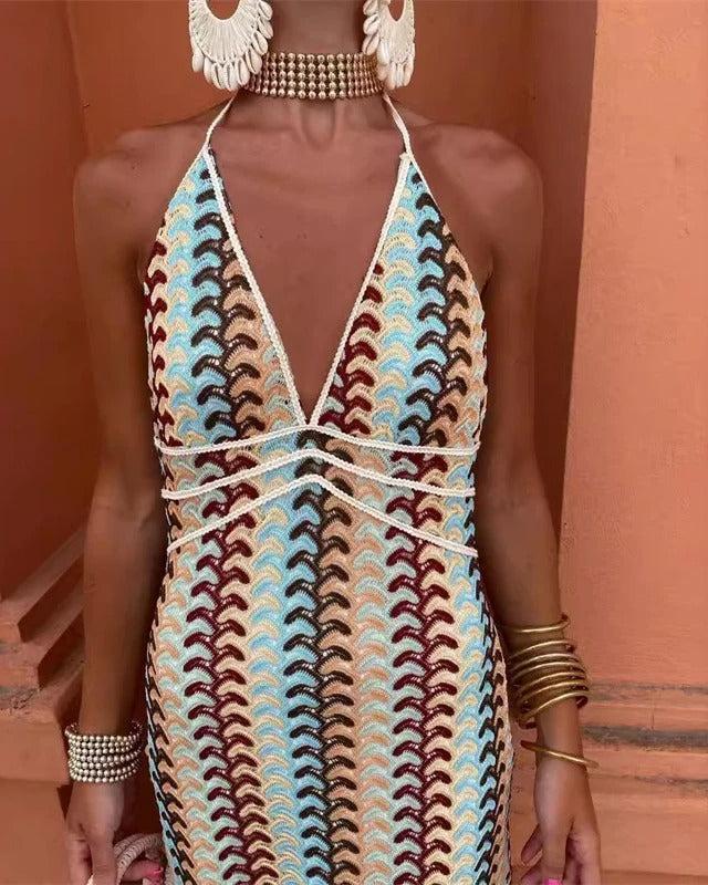 Women's Coastal Wedding Crochet Maxi Dress