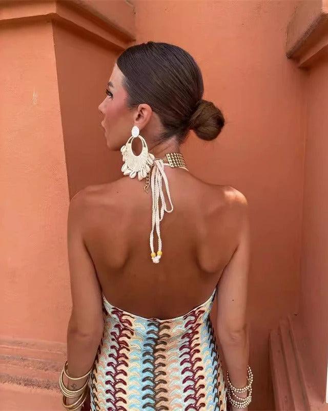 Women's Coastal Wedding Crochet Maxi Dress