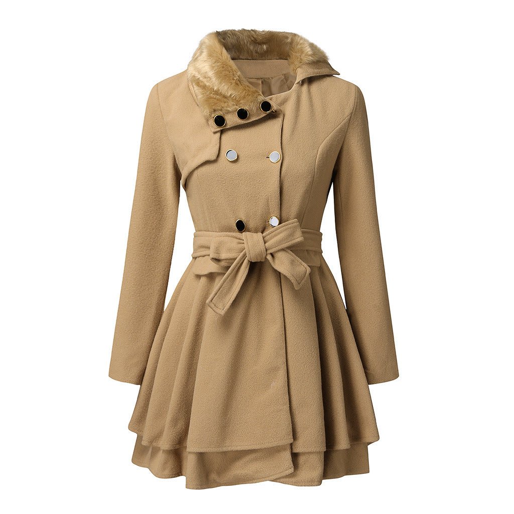 Emma wool coat with art fur collar 1