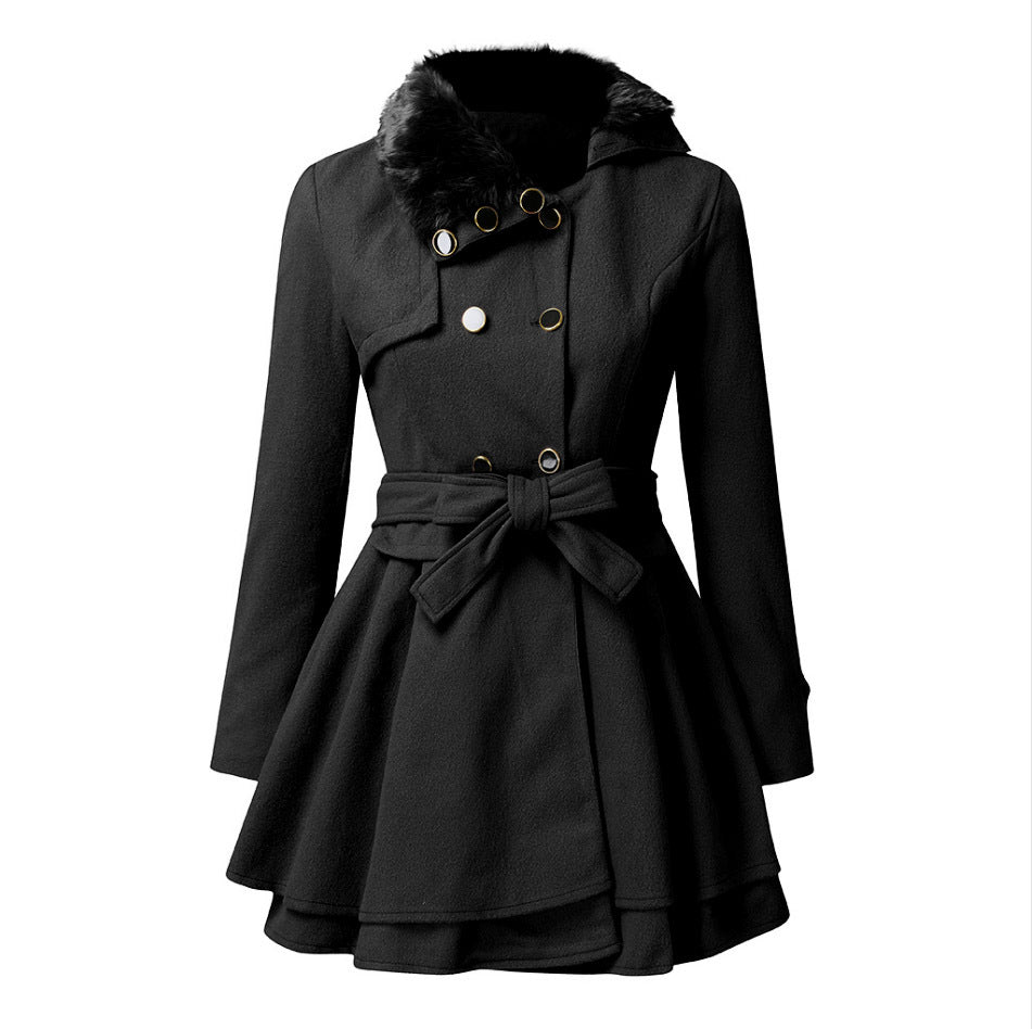 Emma wool coat with art fur collar 2