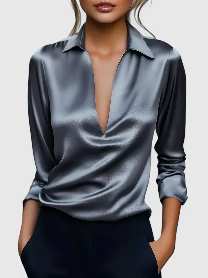 Women's Collared Long Sleeve Blouse