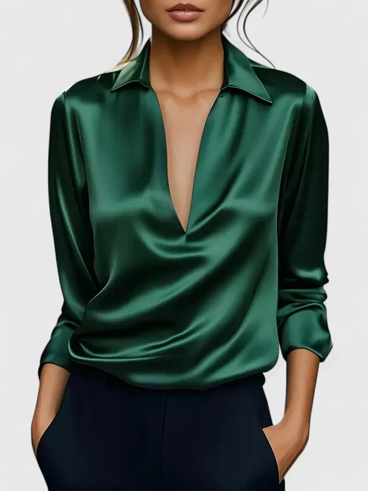 Women's Collared Long Sleeve Blouse