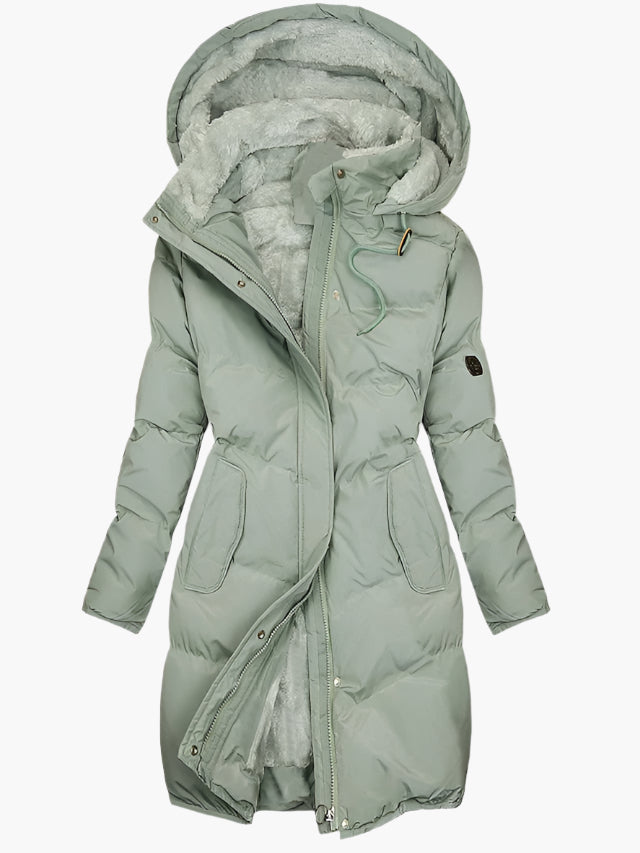 Quilted Hooded Winter Coat with Long Cut for Women