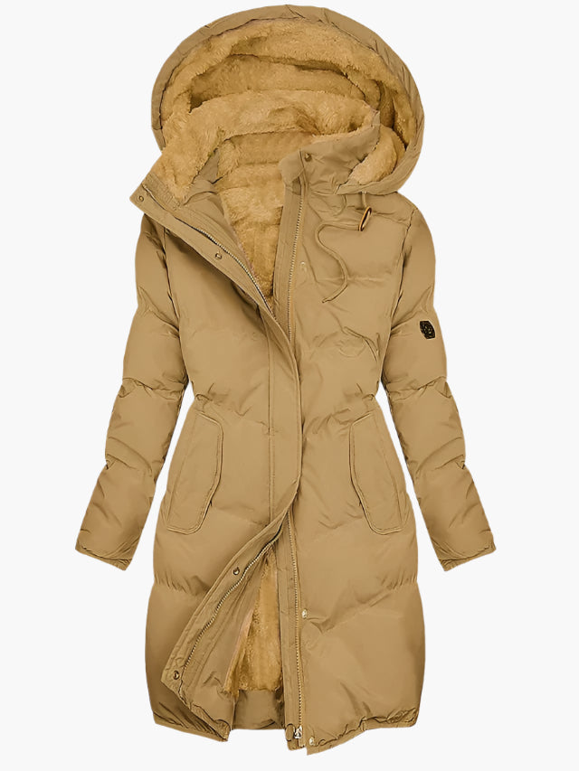 Quilted Hooded Winter Coat with Long Cut for Women