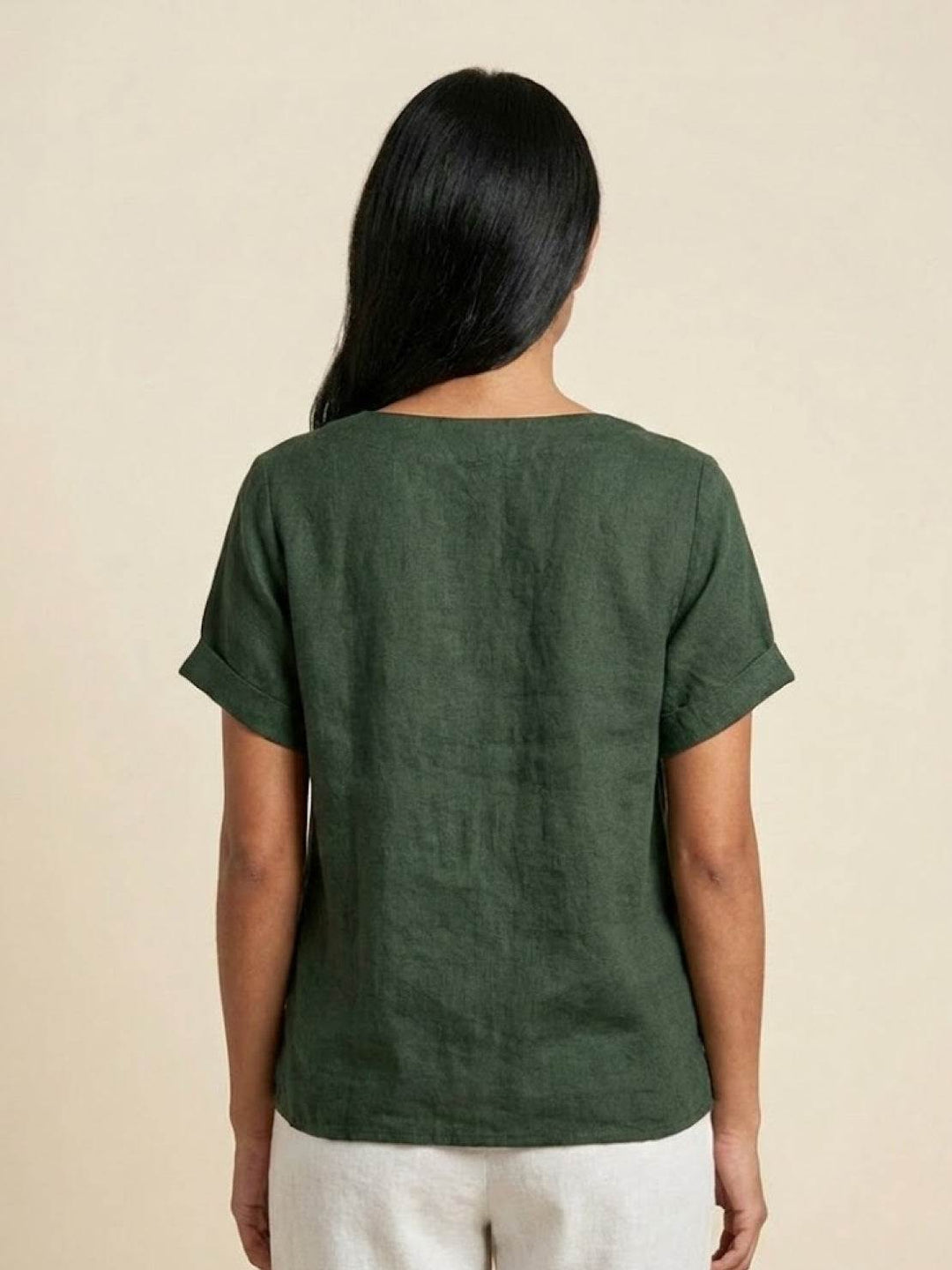 Women's Scoop Neck Button Detail Top