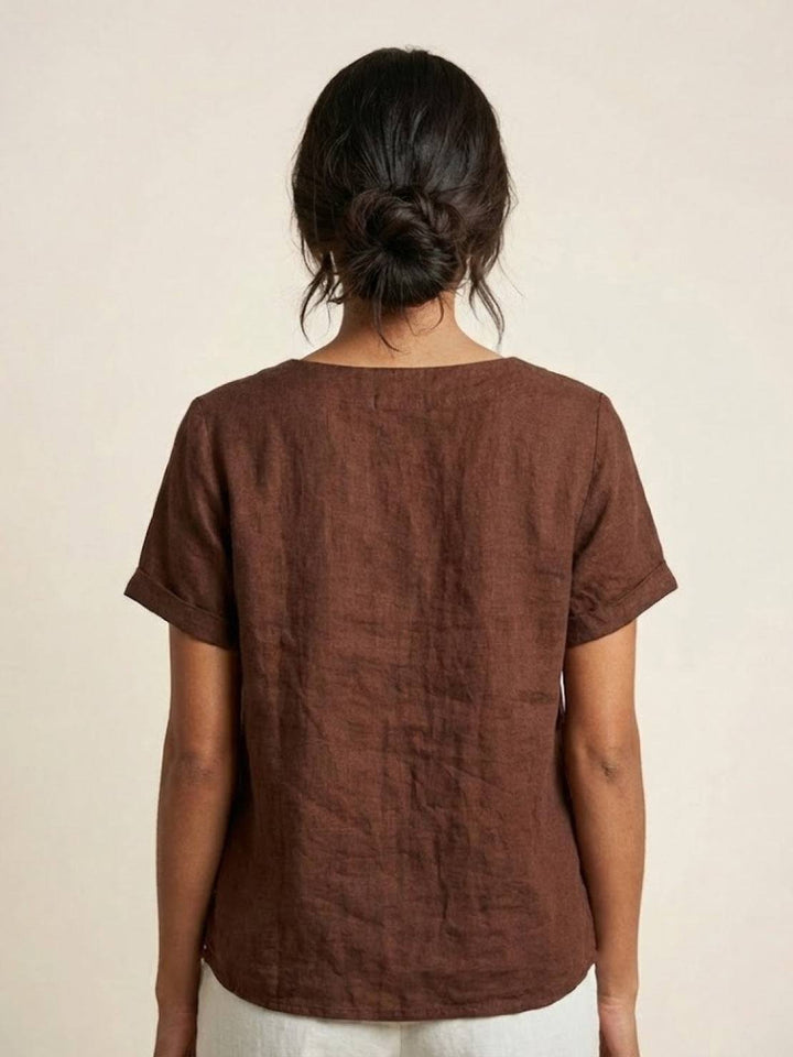 Women's Scoop Neck Button Detail Top