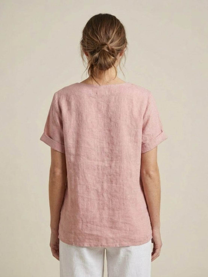 Women's Scoop Neck Button Detail Top