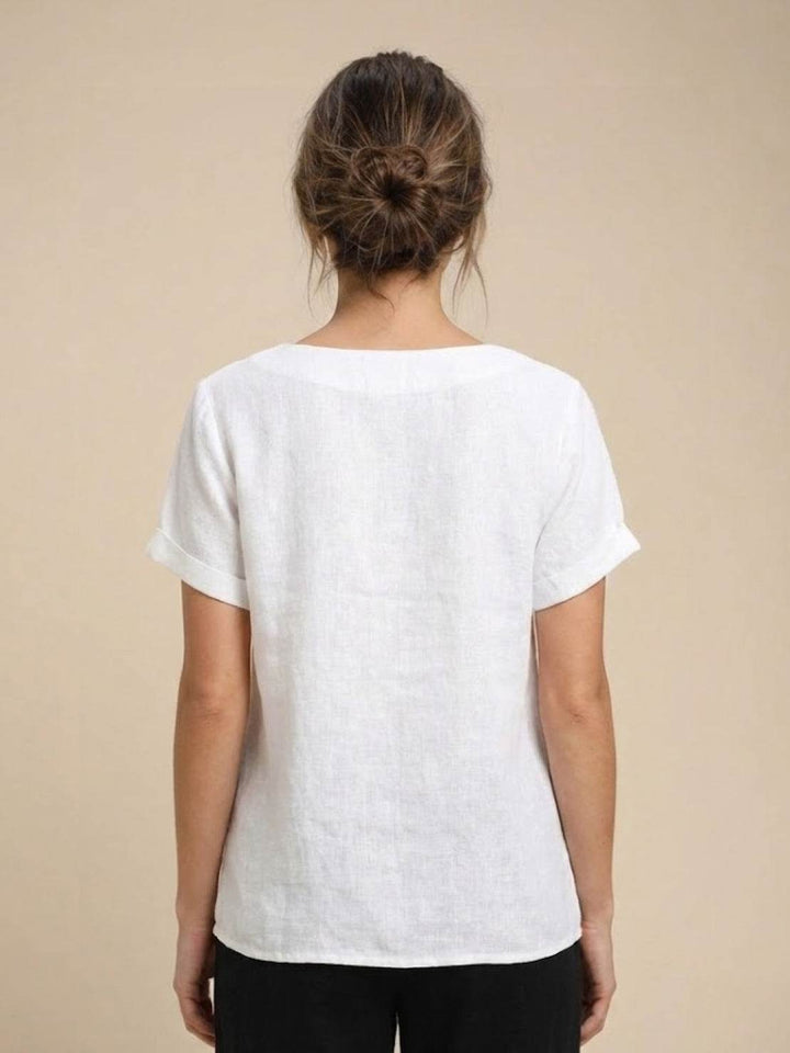 Women's Scoop Neck Button Detail Top