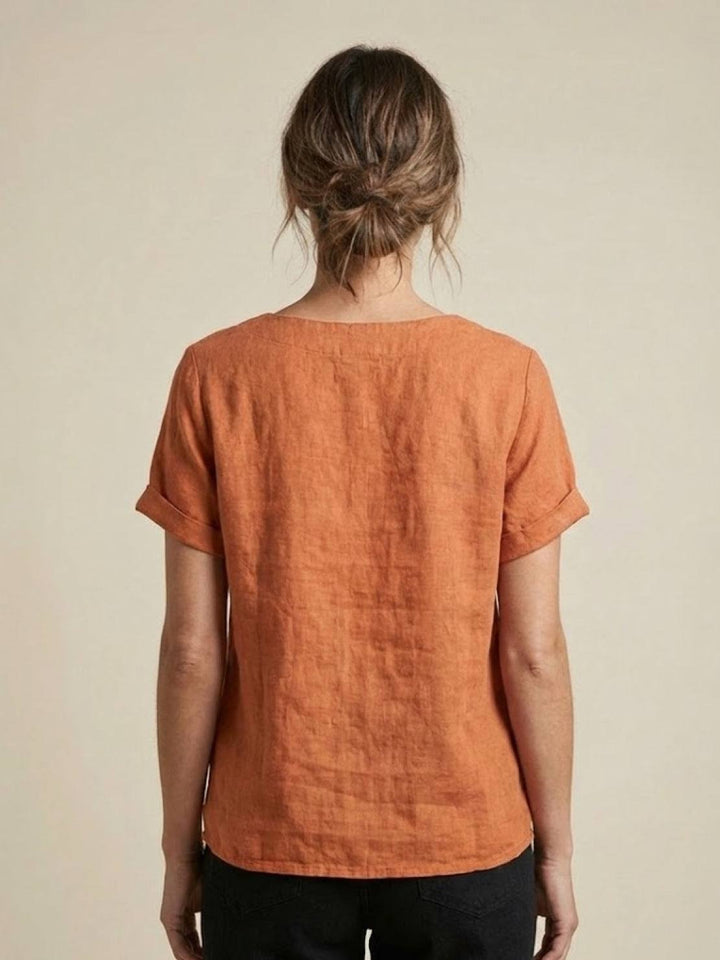 Women's Scoop Neck Button Detail Top