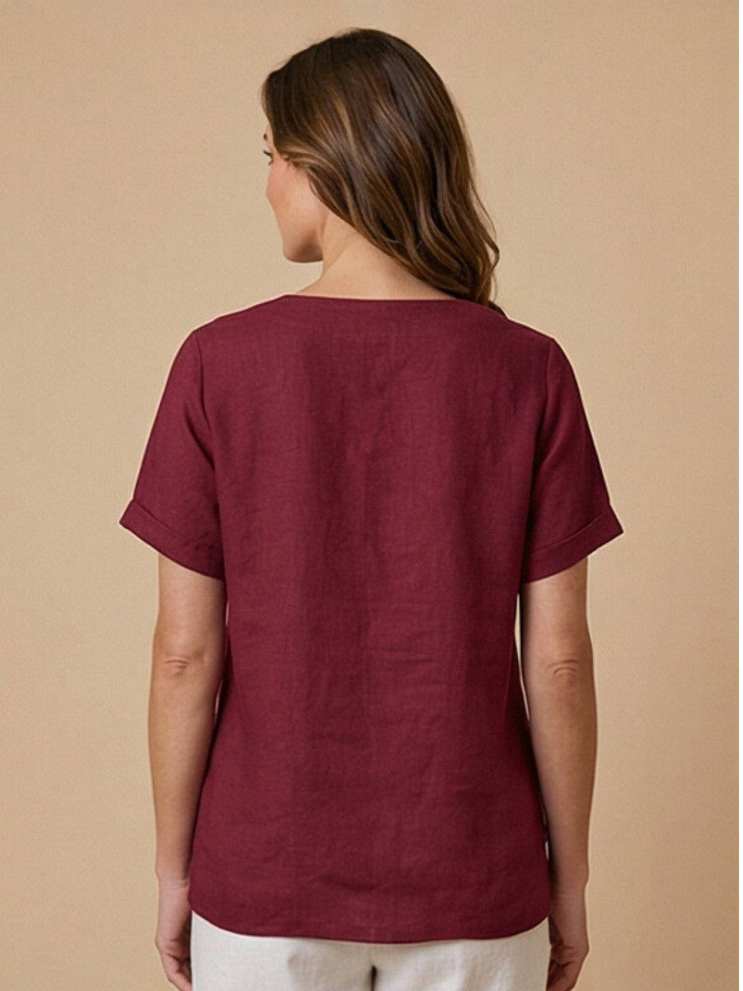Women's Scoop Neck Button Detail Top