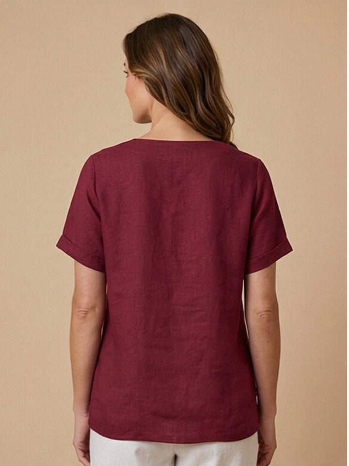Women's Scoop Neck Button Detail Top