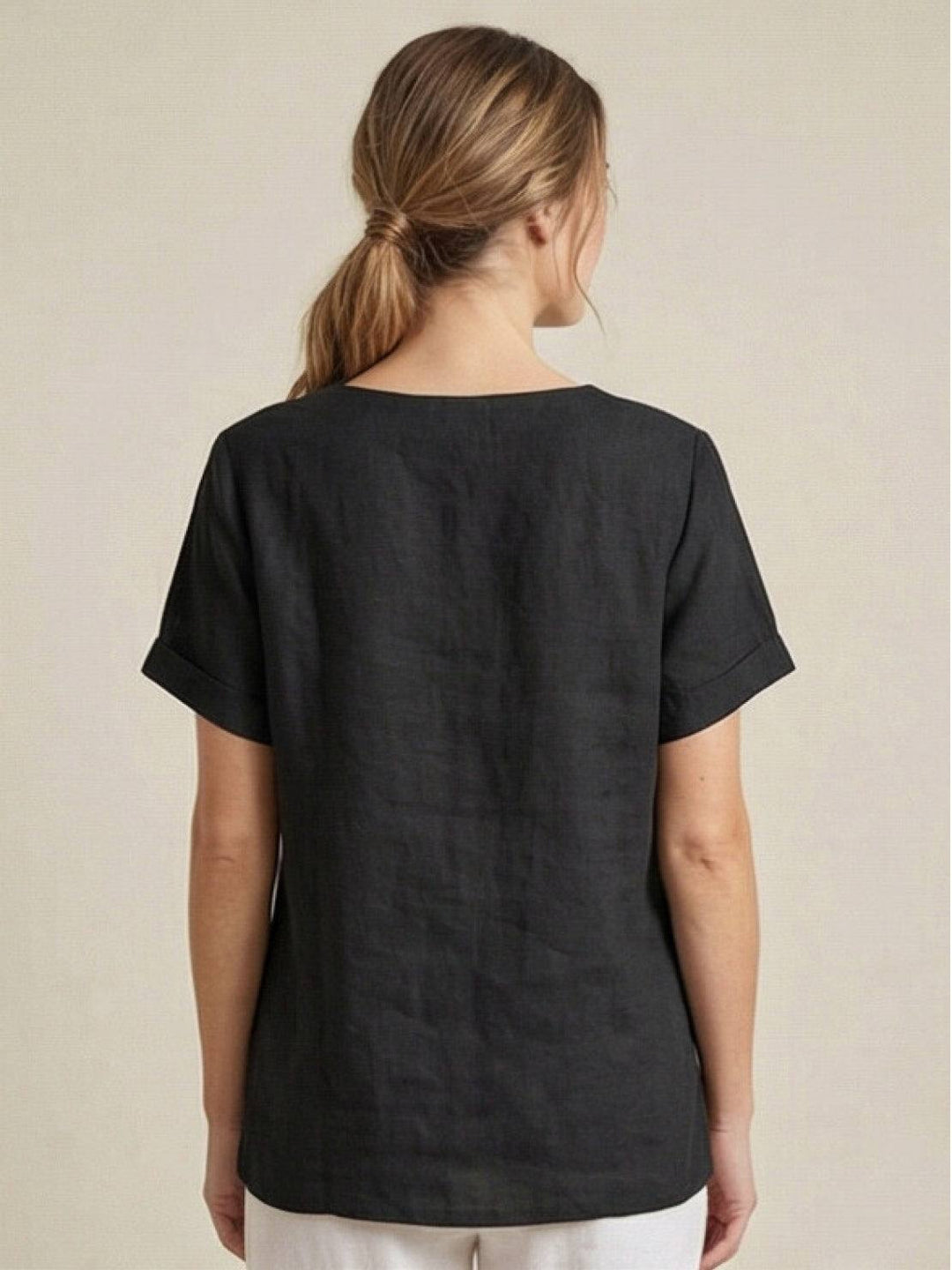 Women's Scoop Neck Button Detail Top