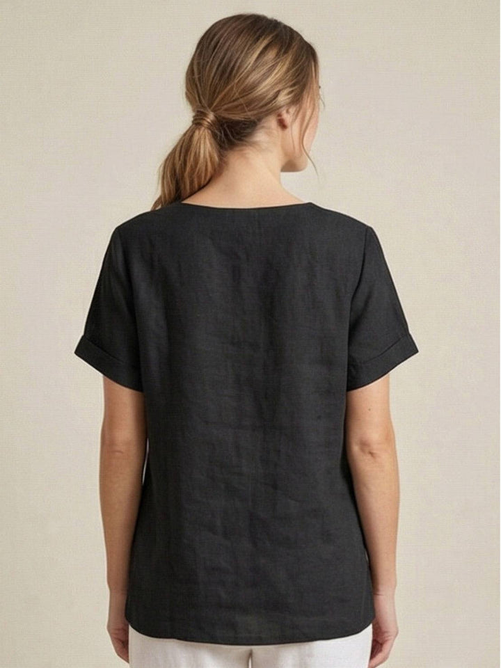 Women's Scoop Neck Button Detail Top