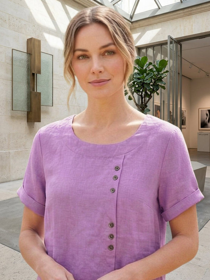 Women's Scoop Neck Button Detail Top