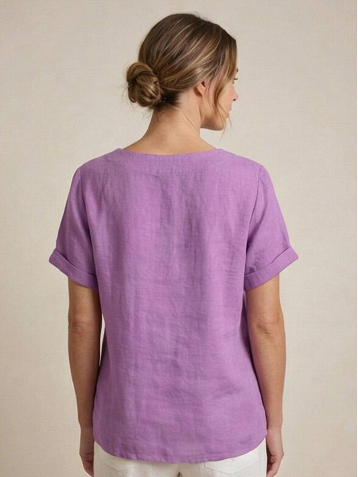 Women's Scoop Neck Button Detail Top