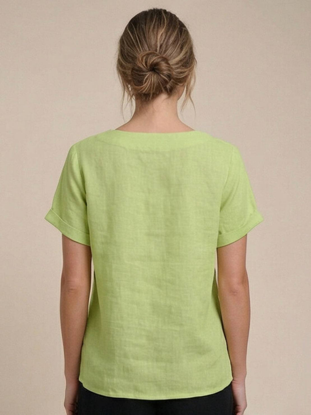Women's Scoop Neck Button Detail Top