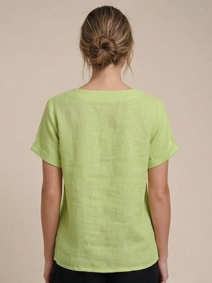 Women's Scoop Neck Button Detail Top