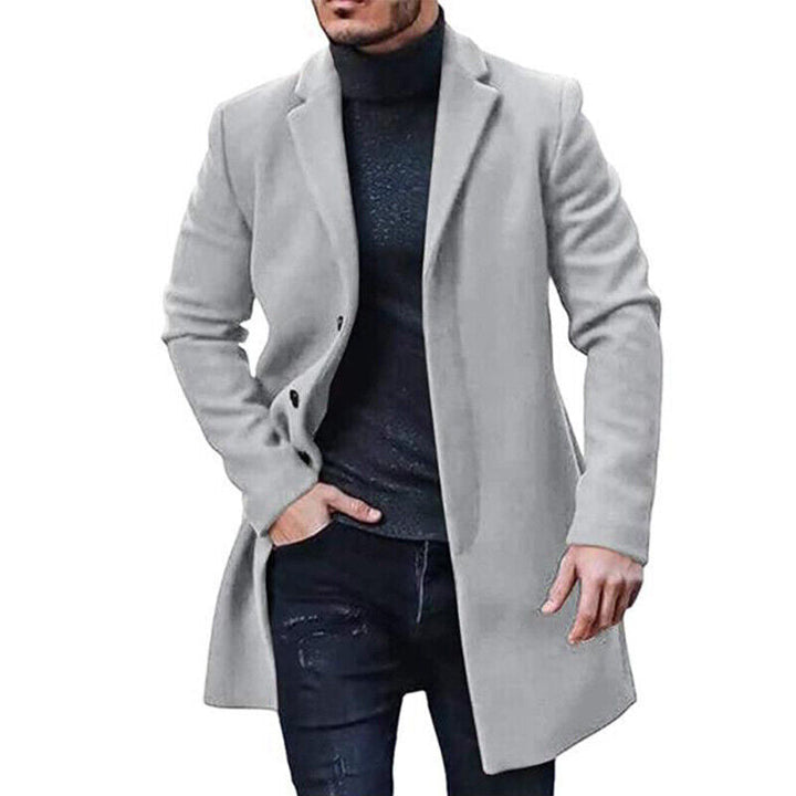 Classic Long Coat with Clean Tailored Design for Men