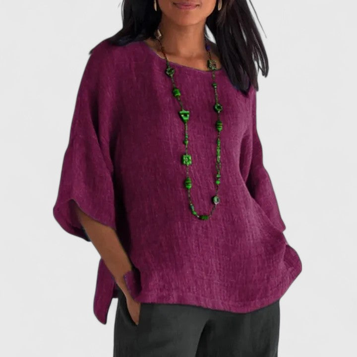 Women's Round Neck 3/4 Sleeve Blouse