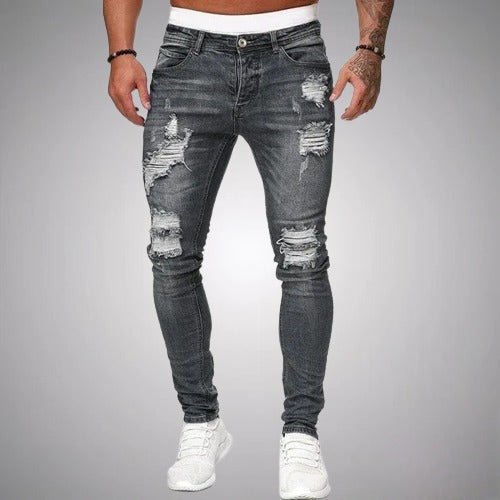 Ripped Casual Trousers with Clean Cut for Men