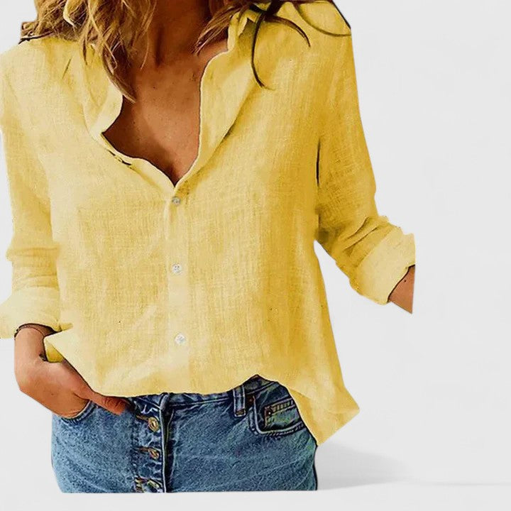 Women's Floral V-Neck Long Sleeve Blouse