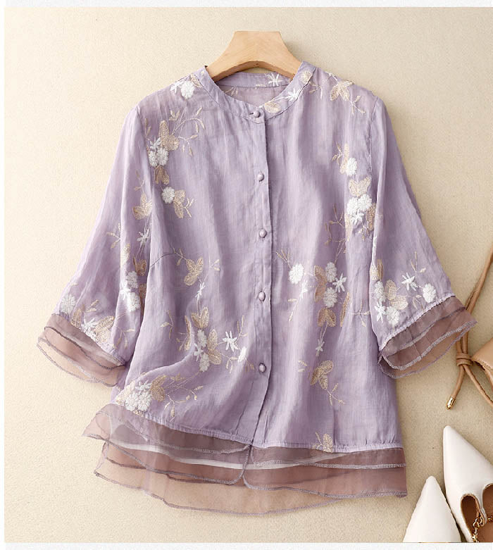 Women's Floral Accent Chic Blouse