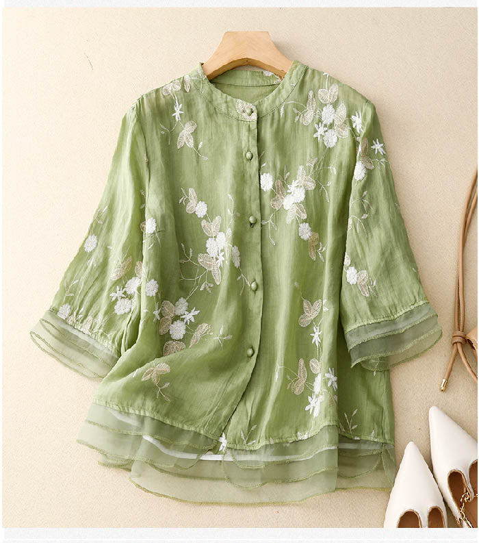 Women's Floral Accent Chic Blouse
