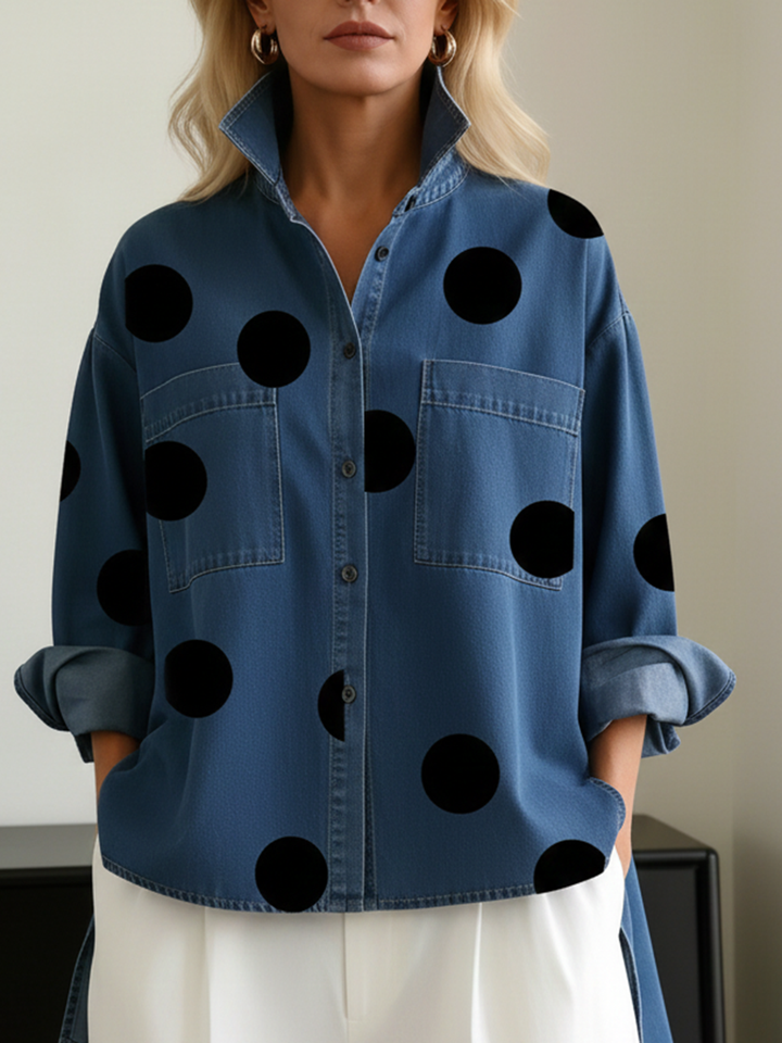 Women's Polka Dot Long Sleeve Shirt