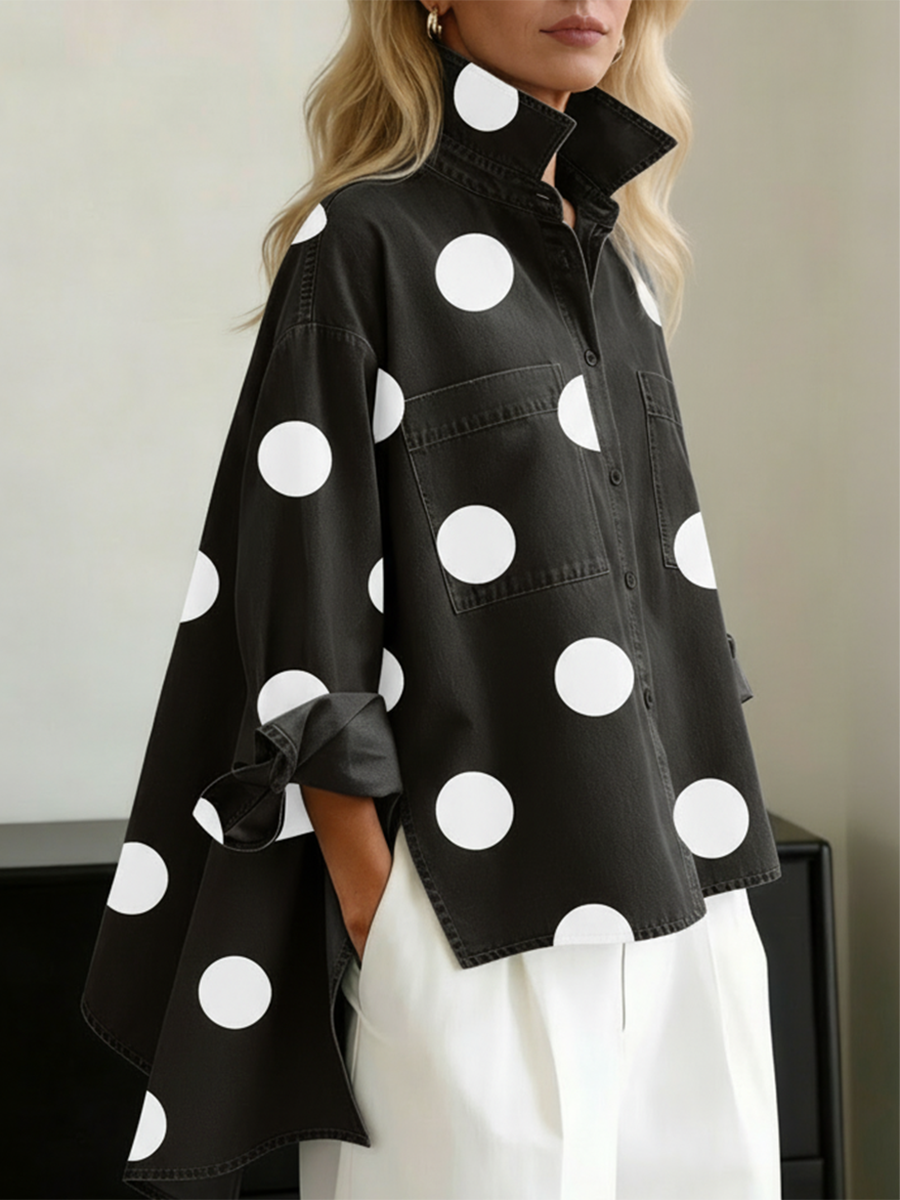 Women's Polka Dot Long Sleeve Shirt