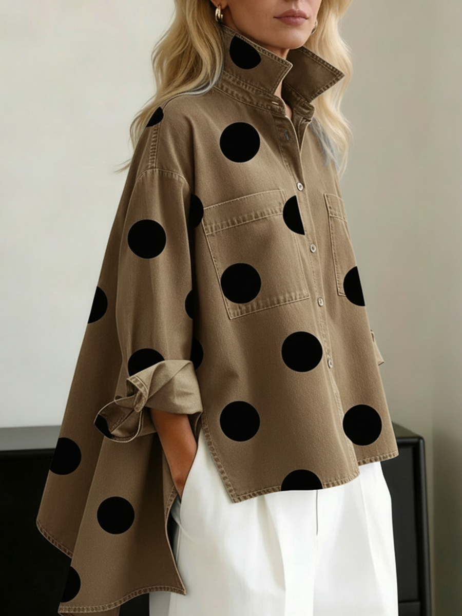 Women's Polka Dot Long Sleeve Shirt