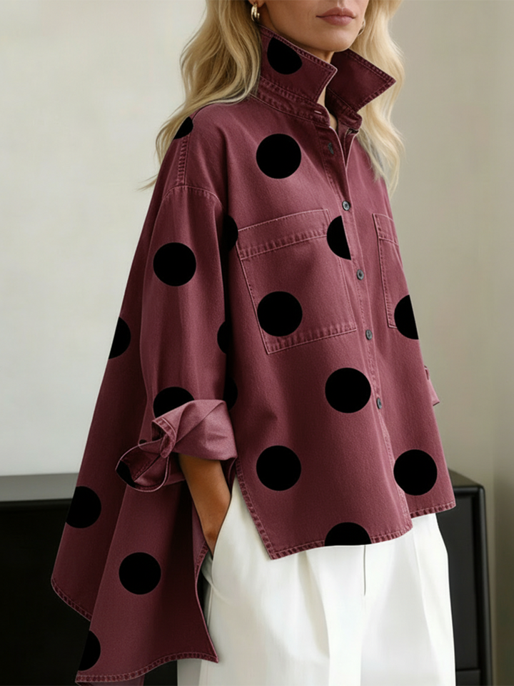 Women's Polka Dot Long Sleeve Shirt