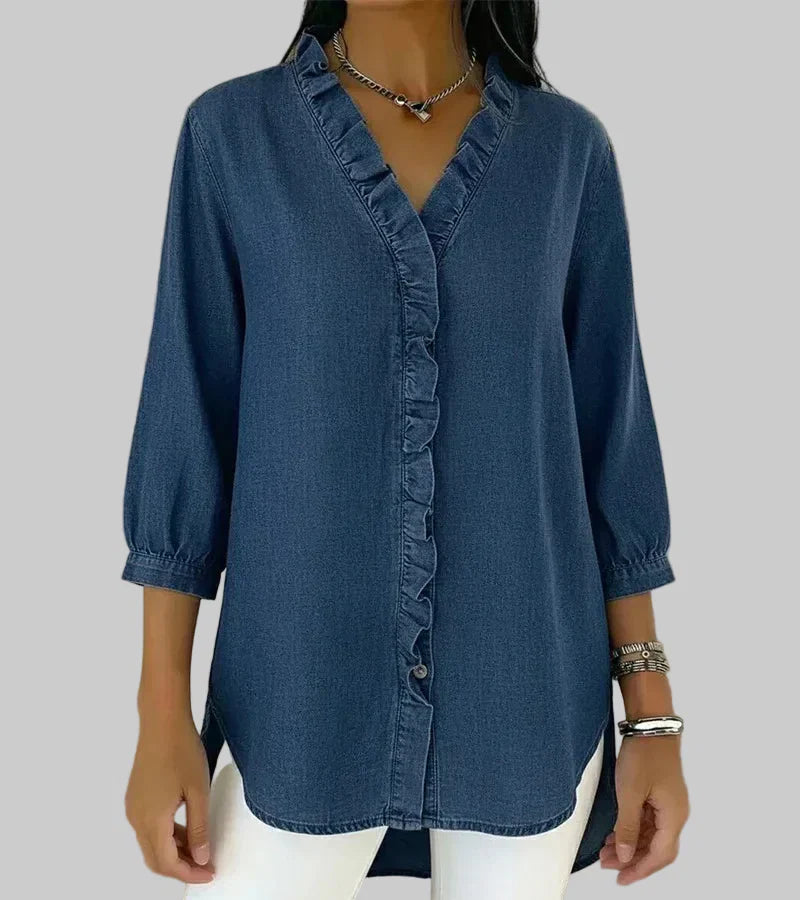Women's Ruffle V-Neck Blouse