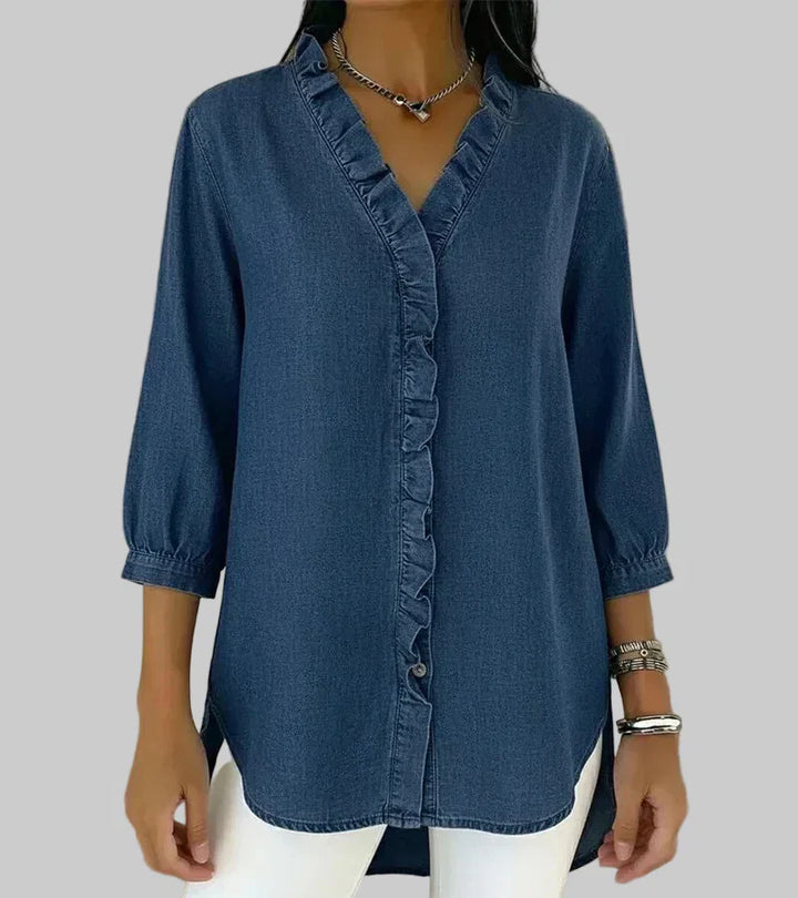Women's Ruffle V-Neck Blouse