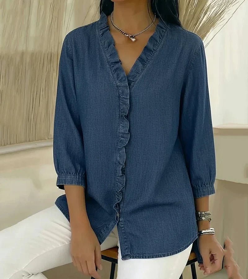 Women's Ruffle V-Neck Blouse
