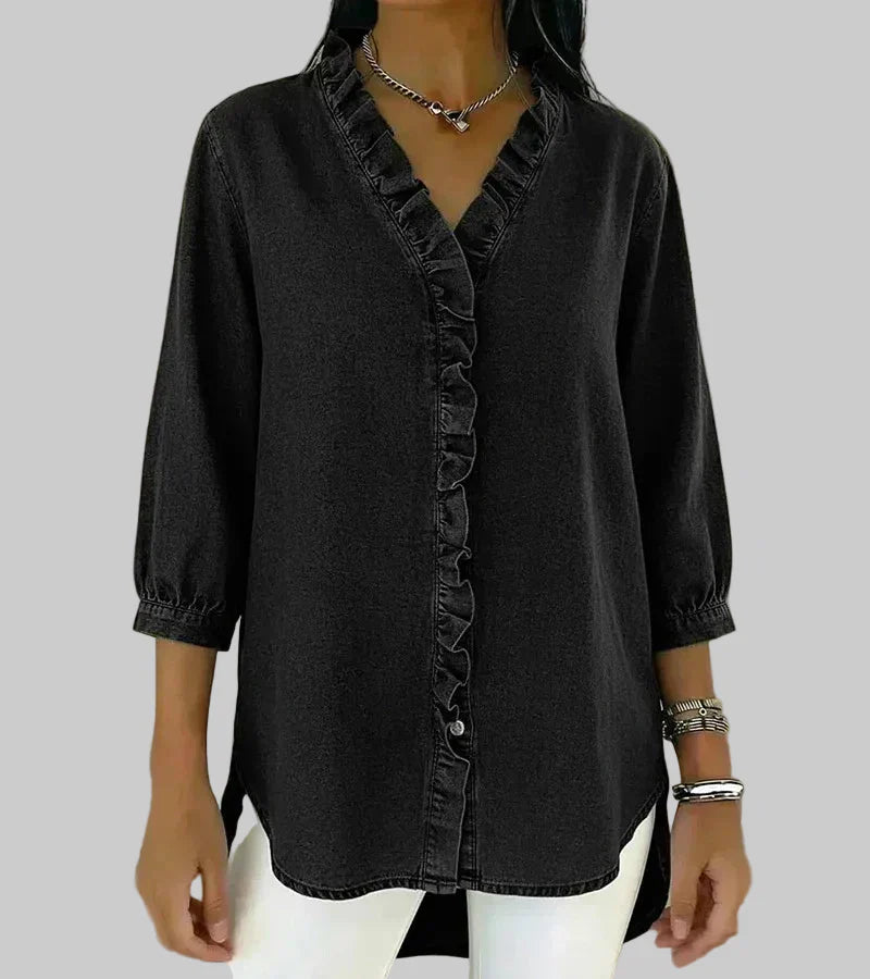 Women's Ruffle V-Neck Blouse