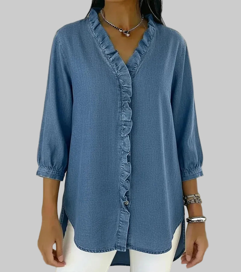 Women's Ruffle V-Neck Blouse