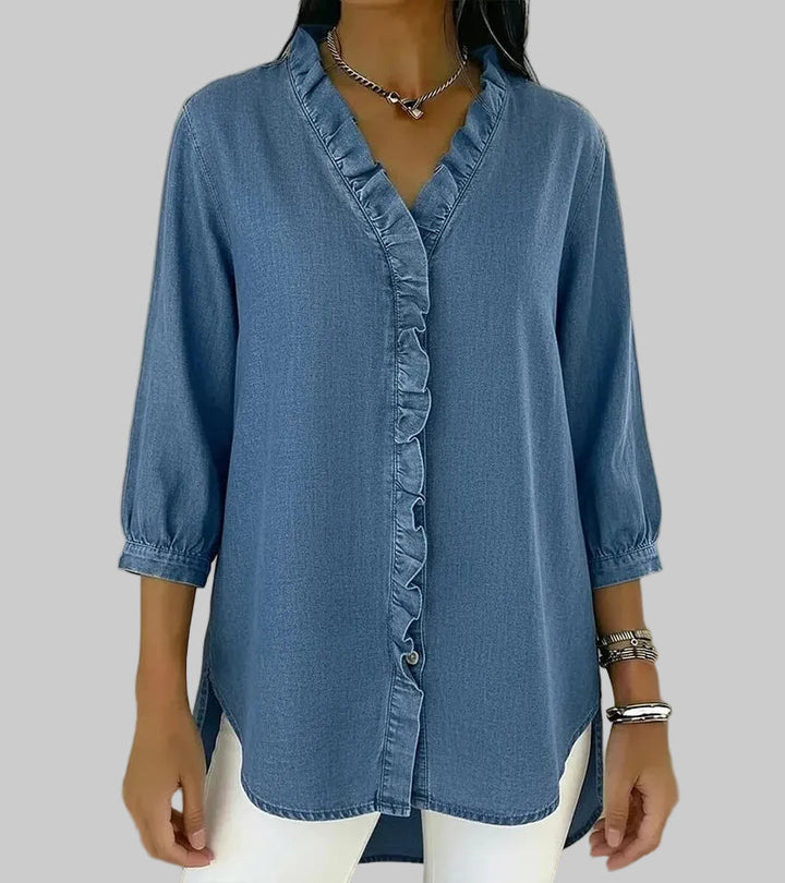 Women's Ruffle V-Neck Blouse