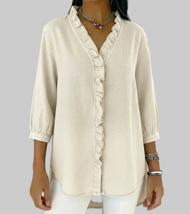 Women's Ruffle V-Neck Blouse