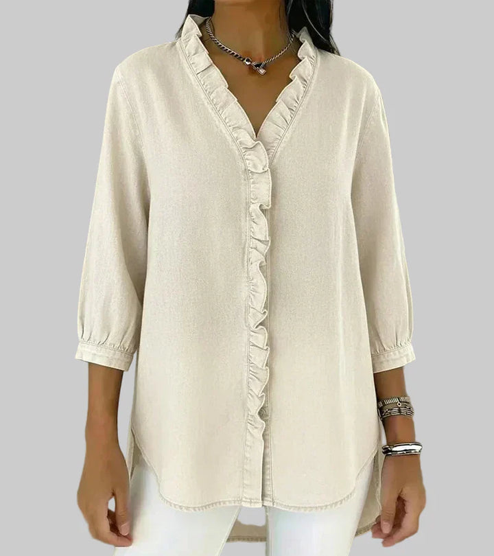 Women's Ruffle V-Neck Blouse