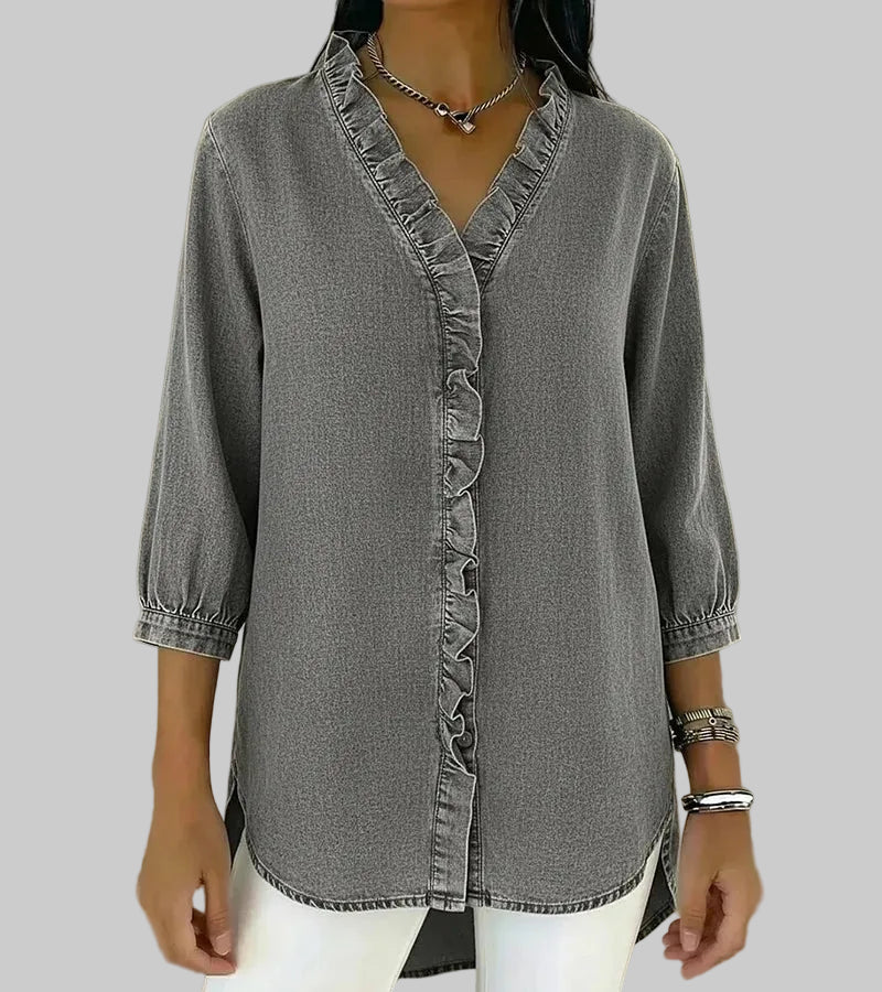 Women's Ruffle V-Neck Blouse