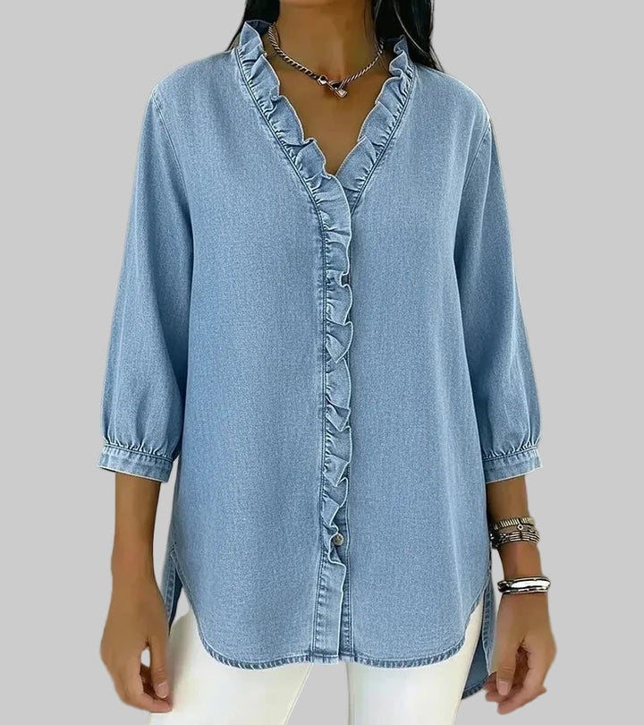 Women's Ruffle V-Neck Blouse